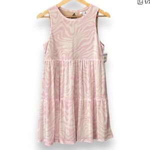 AFRM Pink Swirl Tiered Sleeveless Mini Dress NEW Sz Small